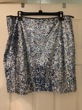 White House Black Market Silver Sequin Mini Skirt